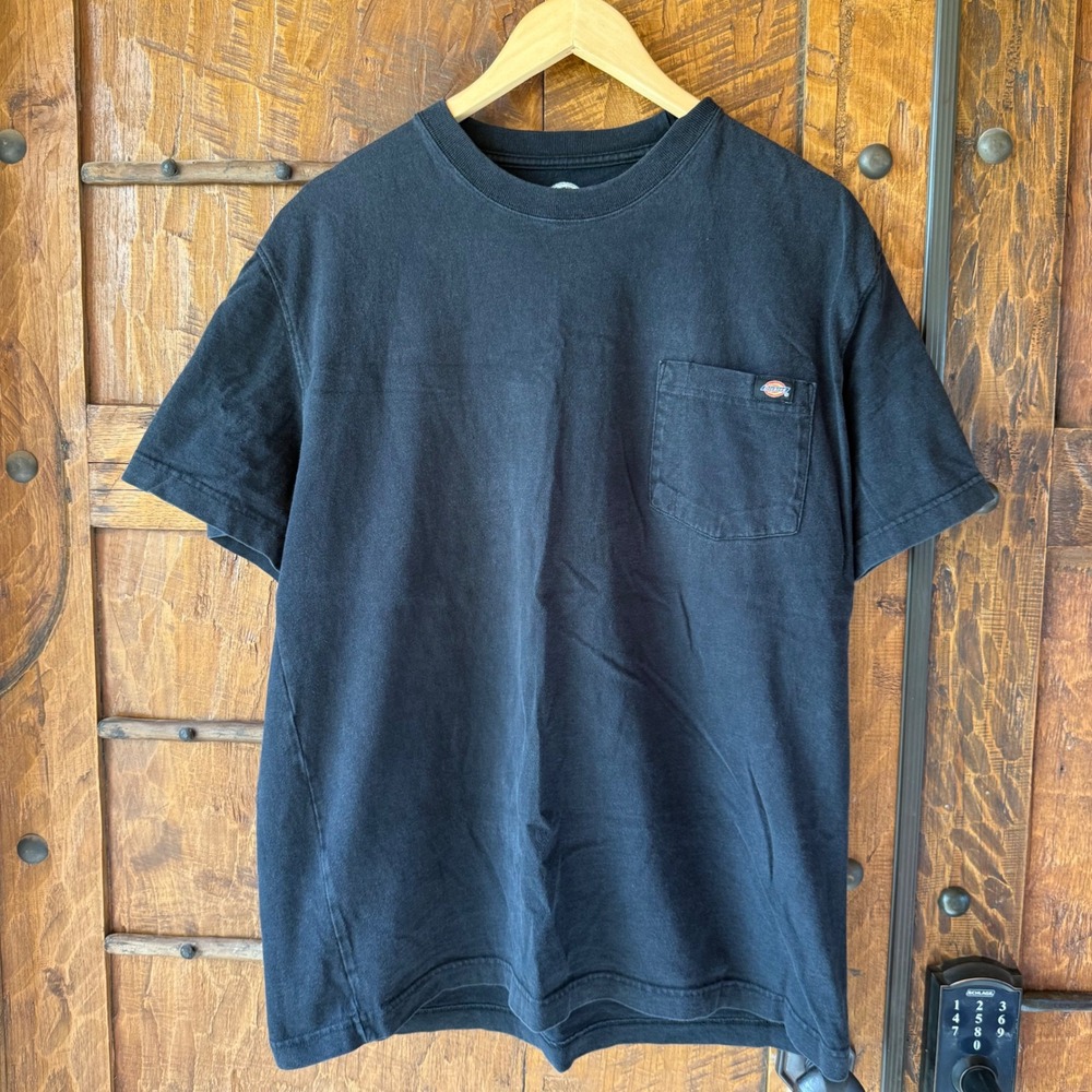 Dickies Pocket Mens Large Black Short Sleeve Cotton Work Tee Grunge Carpenter
